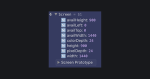 Содержимое объекта screen