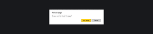 Всплывающее окно браузера, появляющееся при обработке beforeunload. Содержит вопрос «Хотите покинуть страницу» и две кнопки «да» и «отменить».