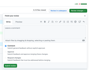 Сохранение ревью пулреквеста на GitHub. Описание перед скриншотом